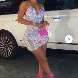 Fashion Nova Iridescent Sequin Mini Dress